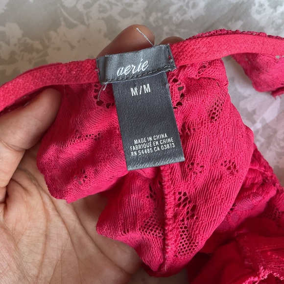 Aerie Hot Pink Floral Lace Racerback Bralette - Picture 3 of 8